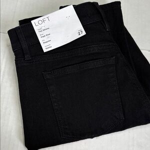 NEW Loft The Skinny Black High Rise Denim Jeans Womens 4 Petite